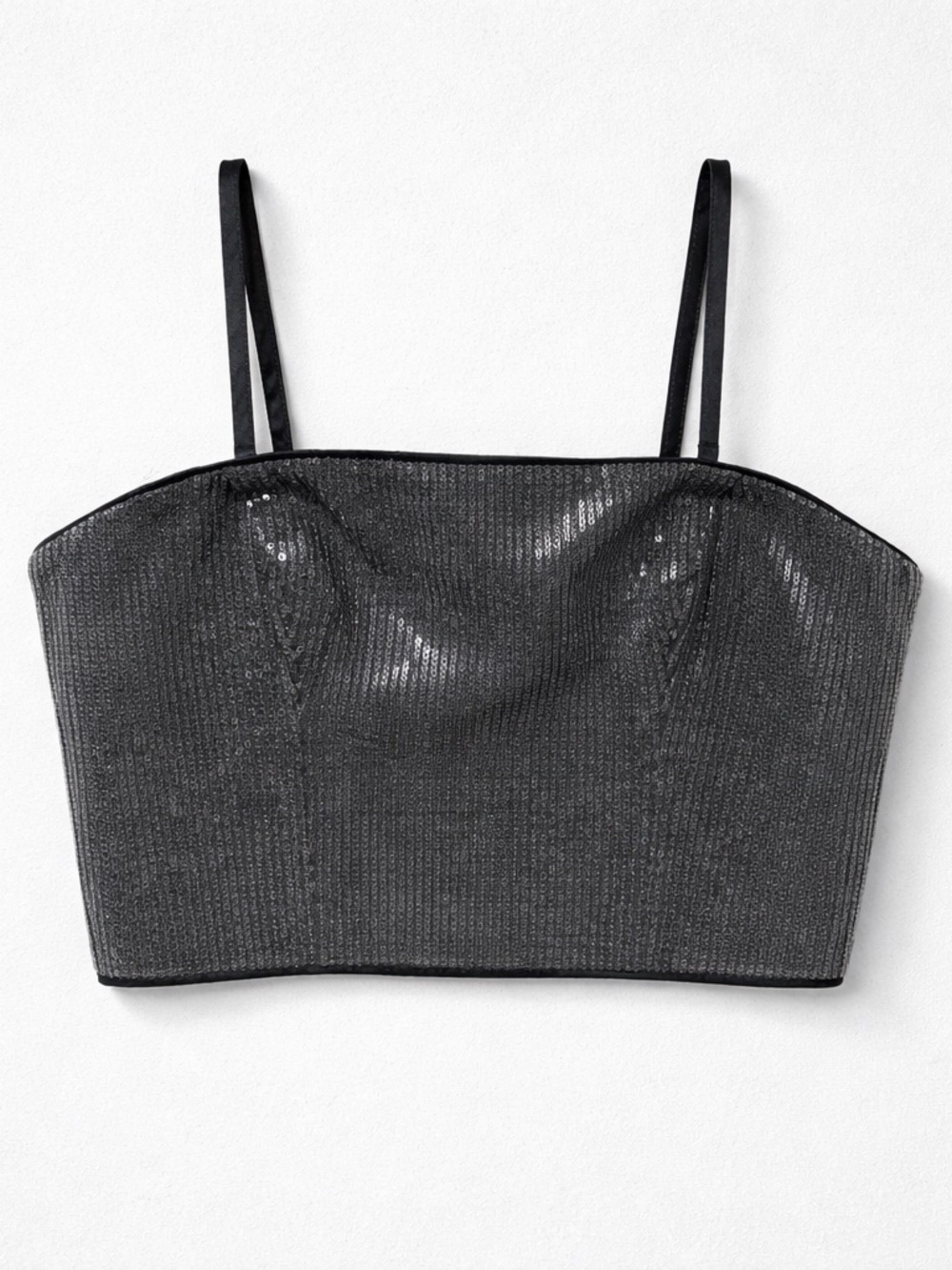 Guess Black Sequin Strap Crop Top